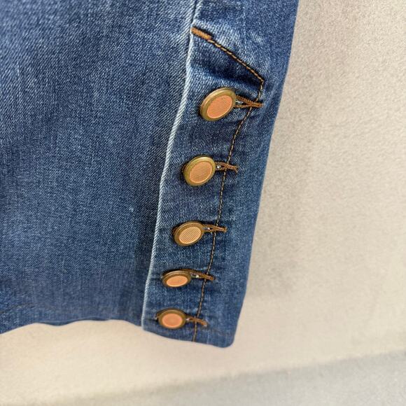 Free People Jeans Women's 29 (8) Blue Skylar Button Flare Moto Jeans - Picture 4 of 13